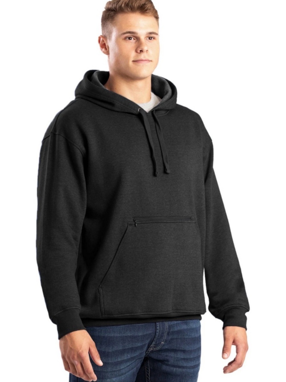 Berne Berne Heritage Zippered Pocket Hooded Pullover Sweatshirt Black XL